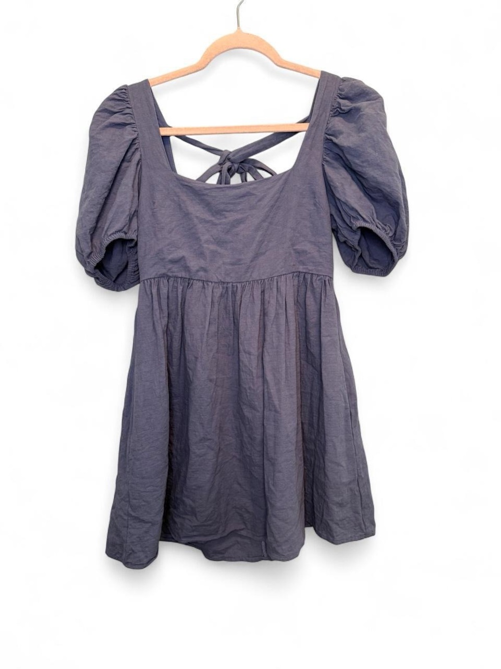 Altar'd State Dusty Blue Puff Sleeve Babydoll Mini Dress Size XS Fairycore